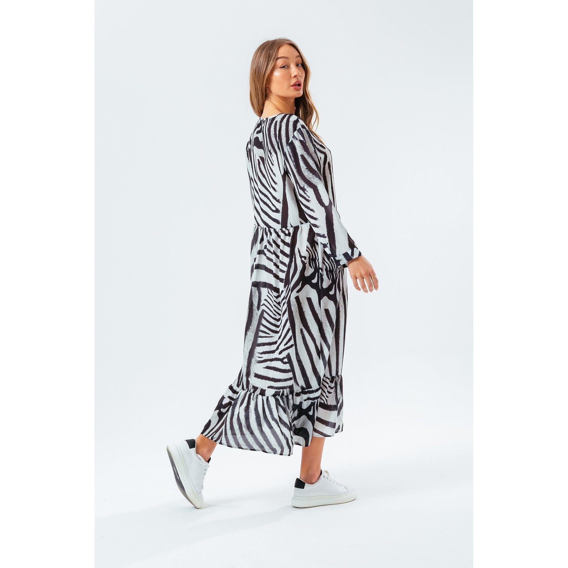 White-Black - Back - Hype Womens-Ladies Zebra Maxi Dress