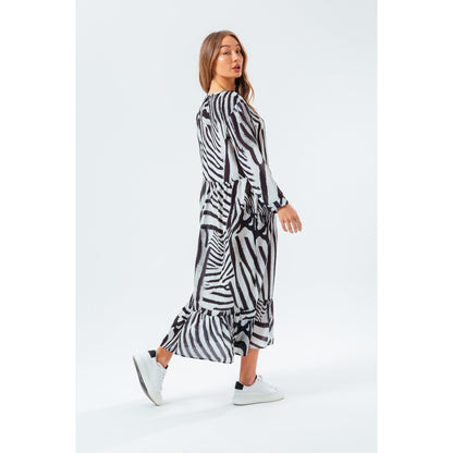 White-Black - Back - Hype Womens-Ladies Zebra Maxi Dress