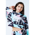 Black-Pastel Blue-Pink - Side - Hype Girls Pastel Abstract Cropped Pullover Hoodie