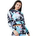 Black-Pastel Blue-Pink - Front - Hype Girls Pastel Abstract Cropped Pullover Hoodie