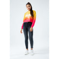 Yellow-Coral-Pink - Back - Hype Girls Sunset Fade Crop Sweatshirt