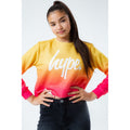 Yellow-Coral-Pink - Lifestyle - Hype Girls Sunset Fade Crop Sweatshirt