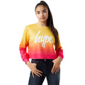 Yellow-Coral-Pink - Front - Hype Girls Sunset Fade Crop Sweatshirt