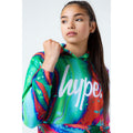 Green-Coral-Pink - Lifestyle - Hype Girls Marble Cropped Pullover Hoodie