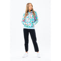 Turquoise-Pink-White - Back - Hype Womens-Ladies Flower Power Pullover Hoodie
