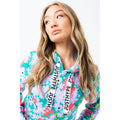 Turquoise-Pink-White - Pack Shot - Hype Womens-Ladies Flower Power Pullover Hoodie