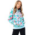 Turquoise-Pink-White - Front - Hype Womens-Ladies Flower Power Pullover Hoodie