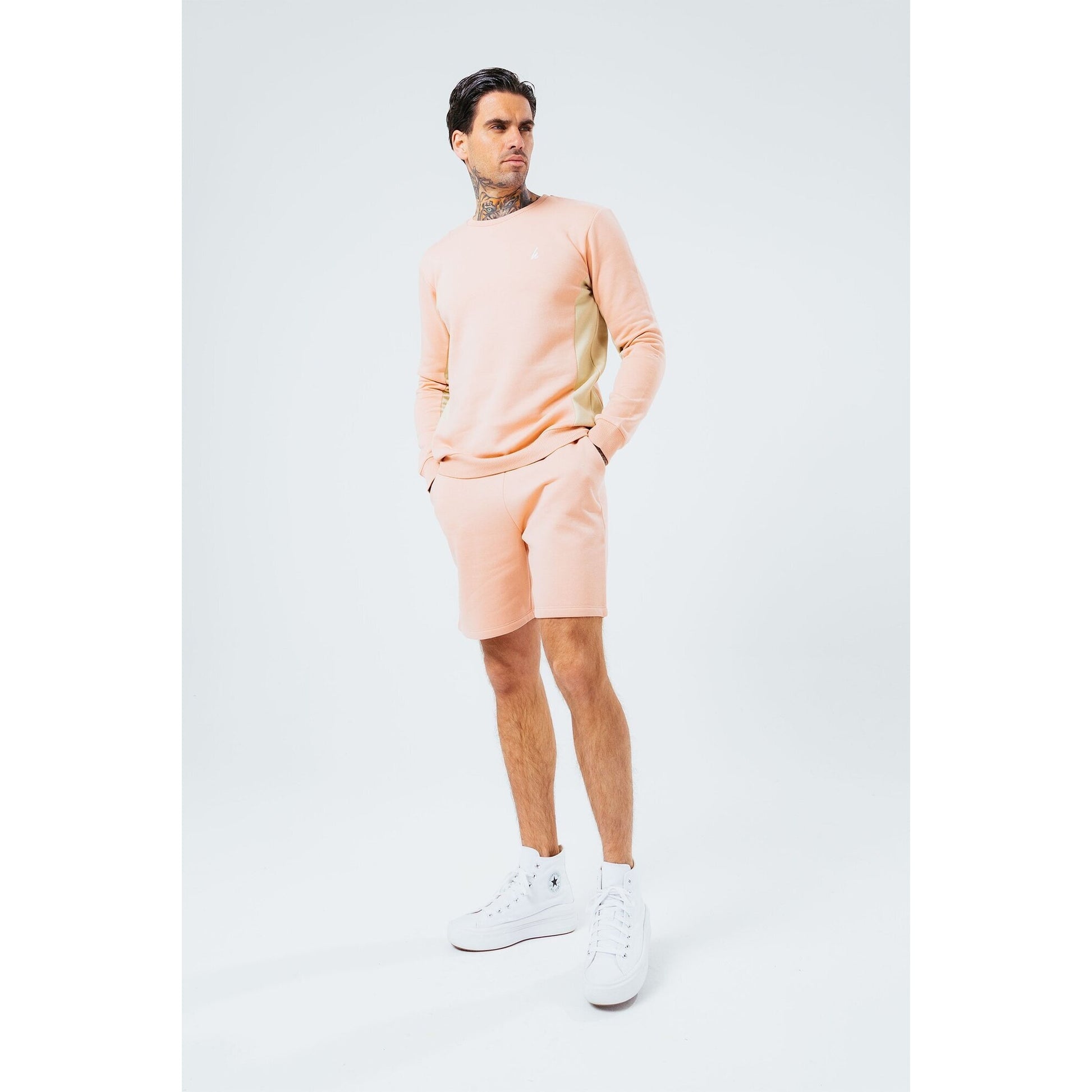 Dusty Pink-Cream - Back - Hype Mens Reverse Jumper