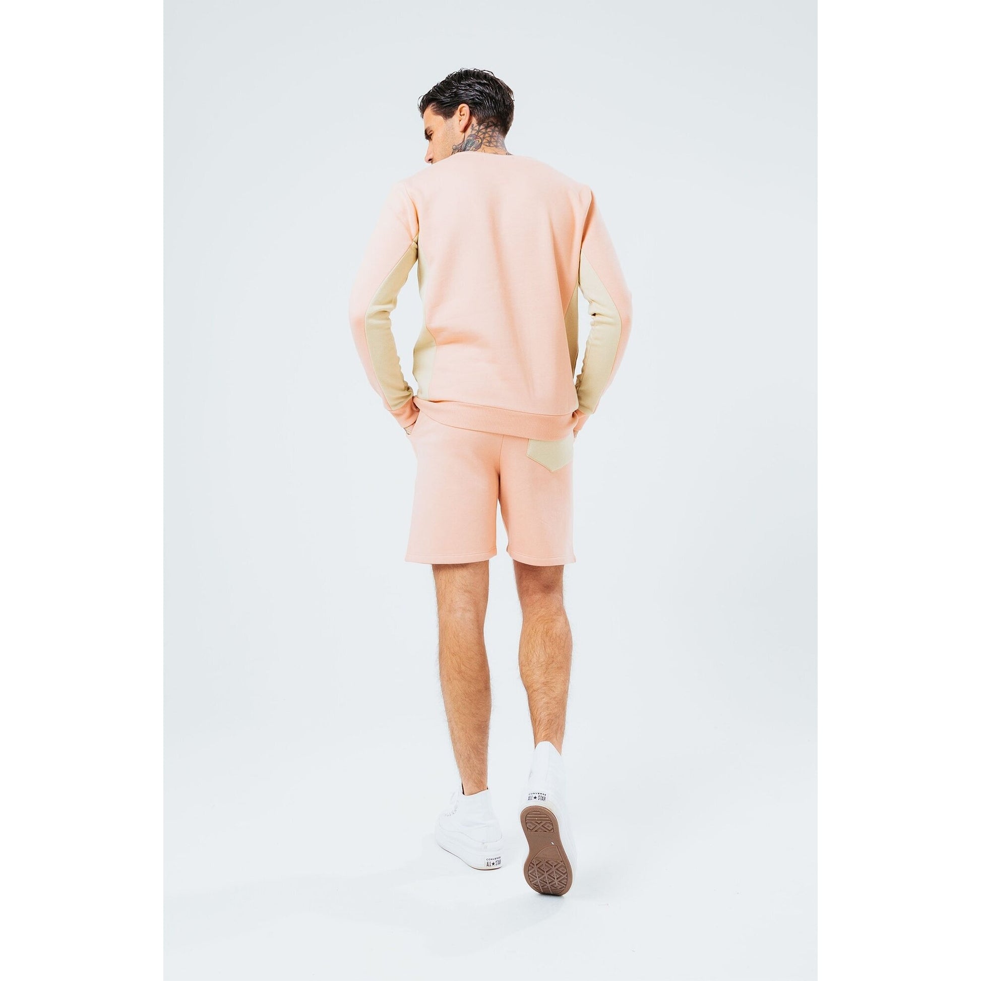 Dusty Pink-Cream - Side - Hype Mens Reverse Jumper