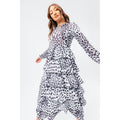 White-Black - Back - Hype, Hype Womens-Ladies Dalmatian Midi Dress