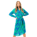 Teal-Blue - Front - Hype Womens-Ladies Leaf Shirt Dress