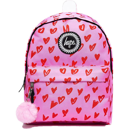 Pink-Red - Front - Hype Scribble Heart Backpack