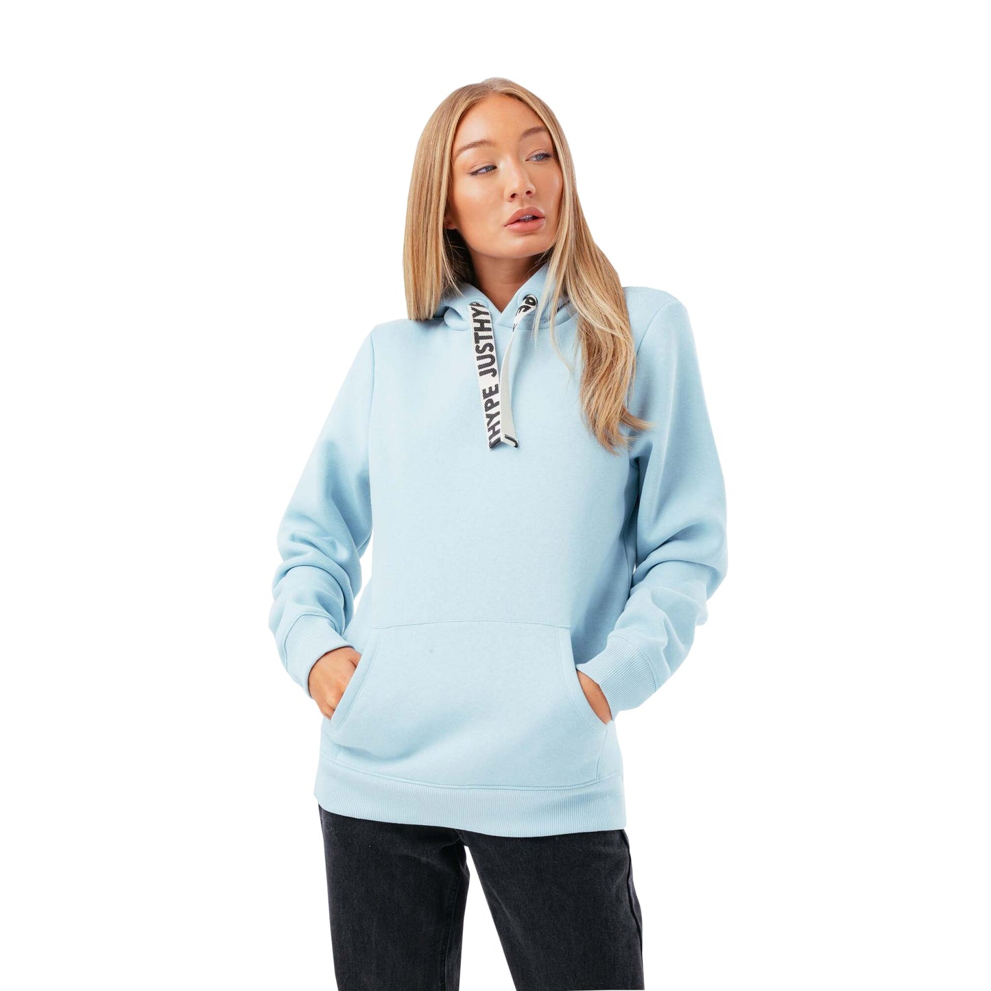 Blue - Front - Hype Womens-Ladies Drawstring Pullover Hoodie