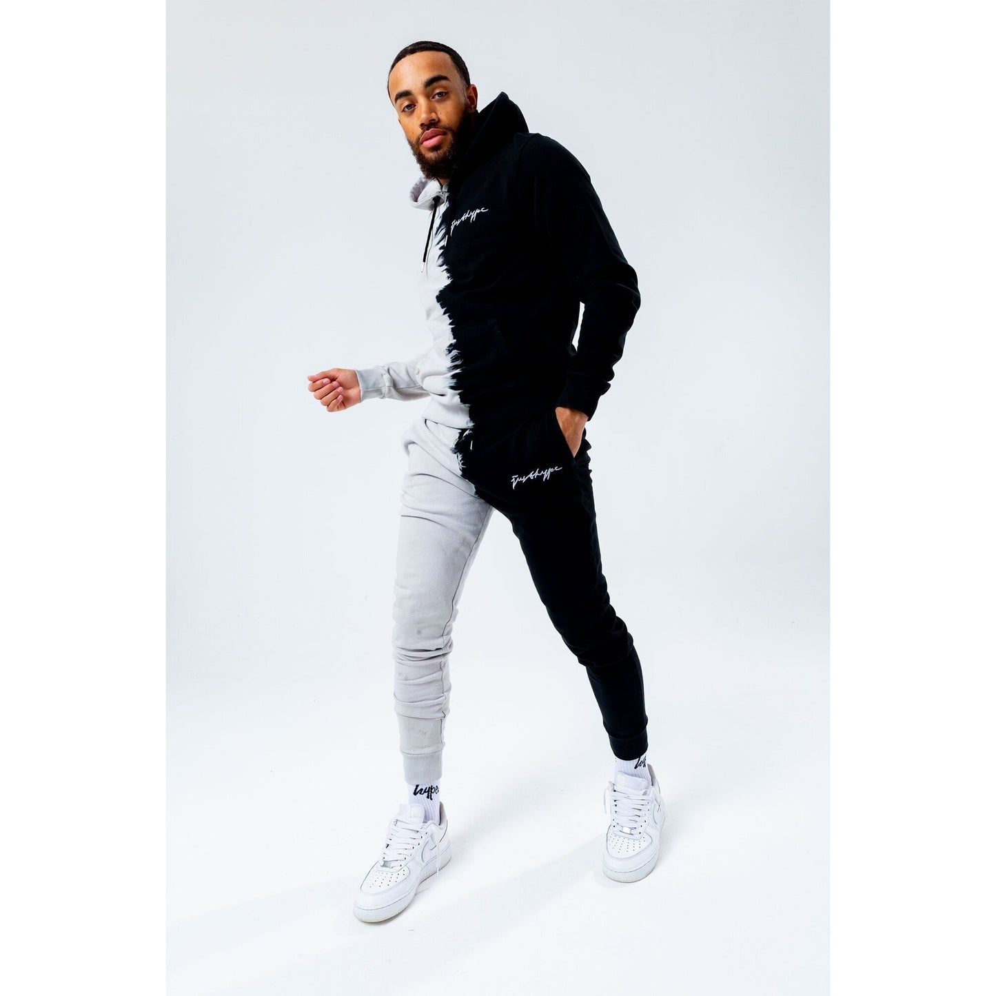 Multicoloured - Back - Hype Mens Splice Tie Dye Jogging Bottoms