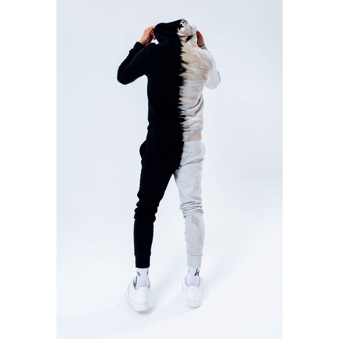 Multicoloured - Side - Hype Mens Splice Tie Dye Jogging Bottoms
