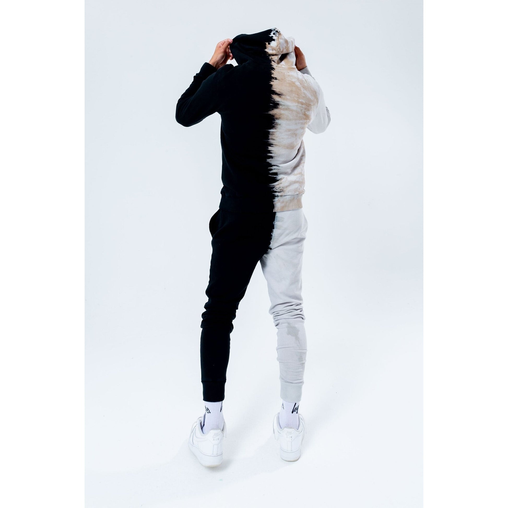 Multicoloured - Side - Hype Mens Splice Tie Dye Jogging Bottoms