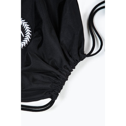 Black - Side - Hype Crest Drawstring Bag