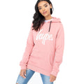 Pink-White - Front - Hype Womens-Ladies Script Pullover Hoodie
