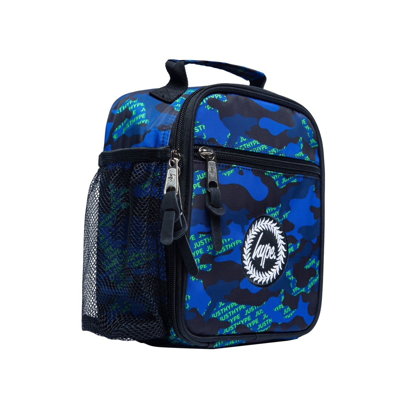 Blue-Black-Neon Green - Front - Hype Neon Camo Logo Lunch Bag