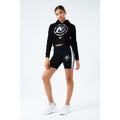 Black-White - Side - Hype Childrens-Kids Holo Logo Nerf Crop Hoodie