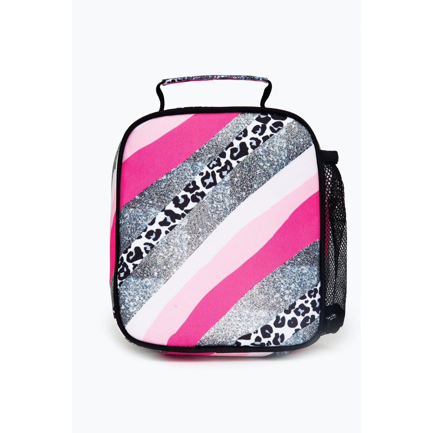 Grey-Pink-Black - Back - Hype Glitter Wave Leopard Lunch Bag