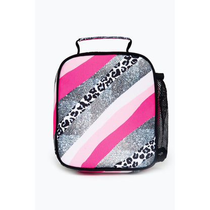 Grey-Pink-Black - Back - Hype Glitter Wave Leopard Lunch Bag