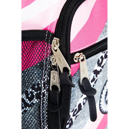 Grey-Pink-Black - Close up - Hype Glitter Wave Leopard Lunch Bag
