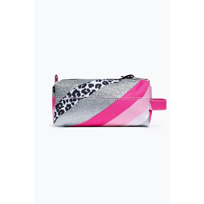 Grey-Pink-Black - Back - Hype Glitter Wave Leopard Pencil Case