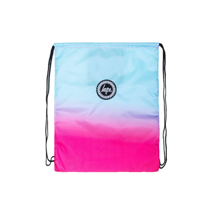 Hot Pink-Pastel Blue - Front - Hype Fade Drawstring Bag