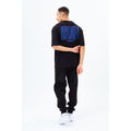 Black-Blue - Side - Hype Unisex Adult Printed Continu8 Oversized T-Shirt