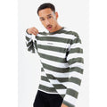 Grey - Pack Shot - Hype Unisex Adult Striped Print Continu8 Long-Sleeved T-Shirt