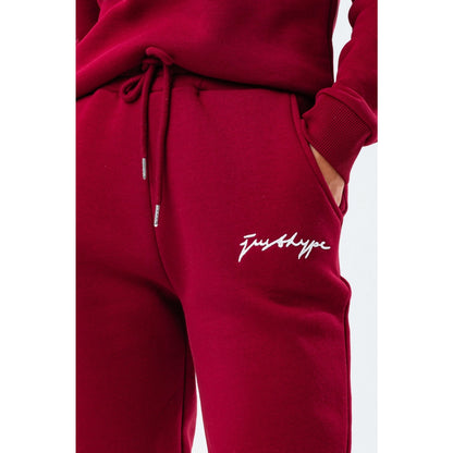 Burgundy - Side - Hype Womens-Ladies Jogging Bottoms