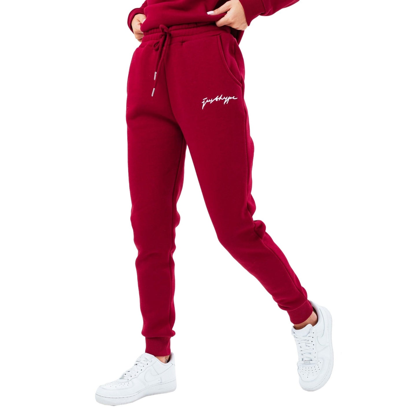 Burgundy - Front - Hype Womens-Ladies Jogging Bottoms