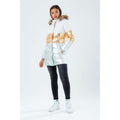 White-Bronze-Silver - Lifestyle - Hype Childrens-Kids Metallic Panel Longline Puffer Jacket