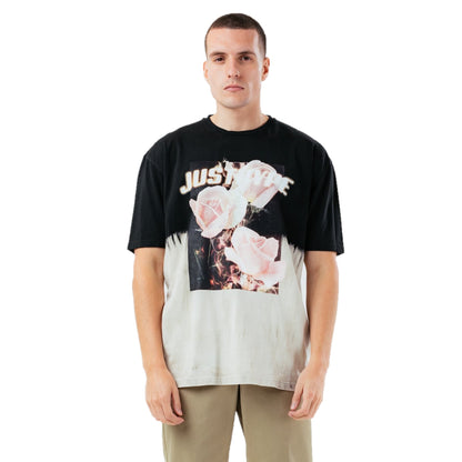 Black-Cream - Front - Hype Mens Rose Fire Oversized T-Shirt