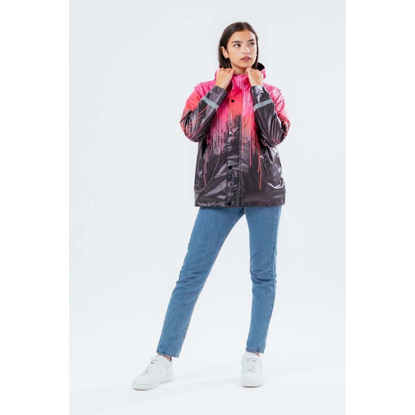 Black-Pink - Back - Hype Girls Drips Raincoat