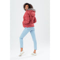 Pink - Lifestyle - Hype Womens-Ladies Faux Fur Trim Padded Jacket