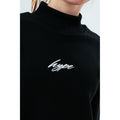 Black - Pack Shot - Hype Girls Leopard Panel Scribble Crop Sweatshirt
