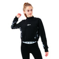Black - Front - Hype Girls Leopard Panel Scribble Crop Sweatshirt