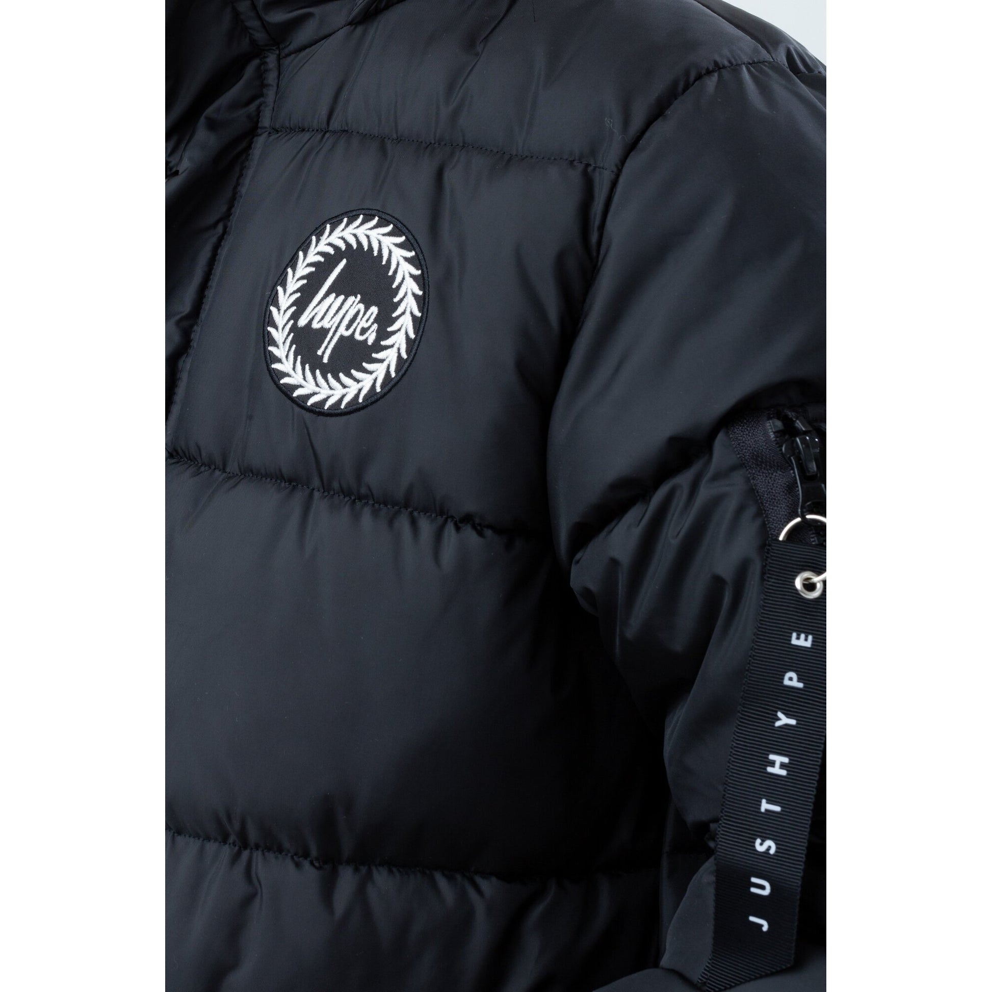 Black - Close up - Hype Childrens-Kids Explorer Padded Jacket
