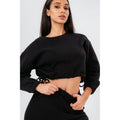 Black - Pack Shot - Hype Womens-Ladies Tie Crop Sweatshirt