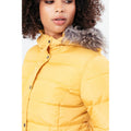 Mustard Yellow - Pack Shot - Hype Womens-Ladies Faux Fur Trim Padded Coat