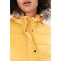 Mustard Yellow - Close up - Hype Womens-Ladies Faux Fur Trim Padded Coat