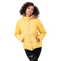 Mustard Yellow - Front - Hype Womens-Ladies Faux Fur Trim Padded Coat