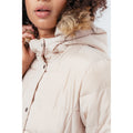 Beige - Pack Shot - Hype Womens-Ladies Faux Fur Trim Padded Coat