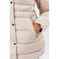 Beige - Close up - Hype Womens-Ladies Faux Fur Trim Padded Coat