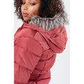 Pink - Close up - Hype Womens-Ladies Faux Fur Trim Padded Coat