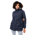 Navy - Front - Hype Womens-Ladies Faux Fur Trim Padded Coat