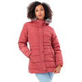 Pink - Front - Hype Womens-Ladies Faux Fur Trim Padded Coat