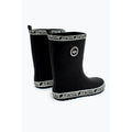 Black-White - Side - Hype Childrens-Kids Tape Wellington Boots